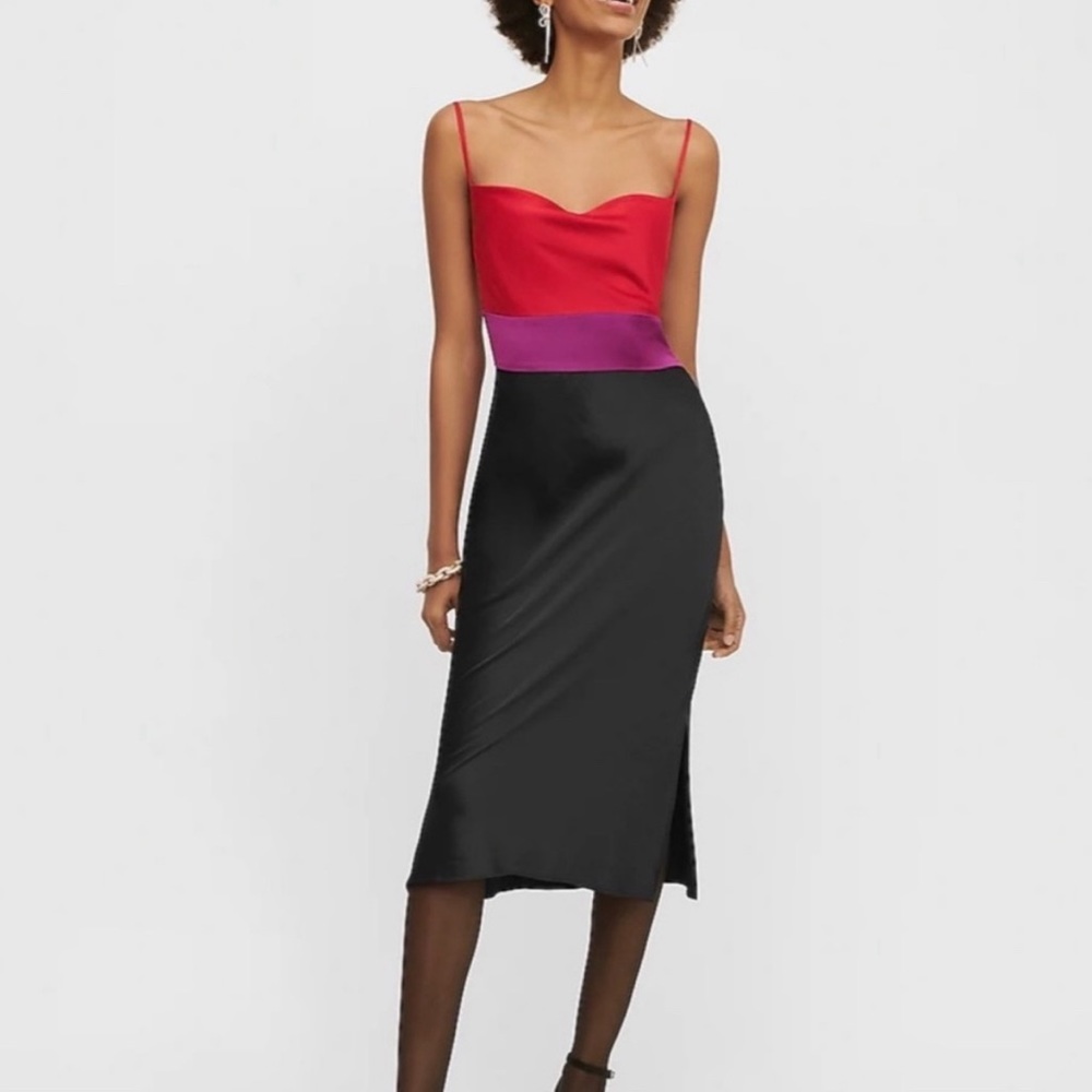 NWT Express Satin Colorblock dress